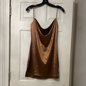 Zaful Bronze Satin Cowl Neck Camisole